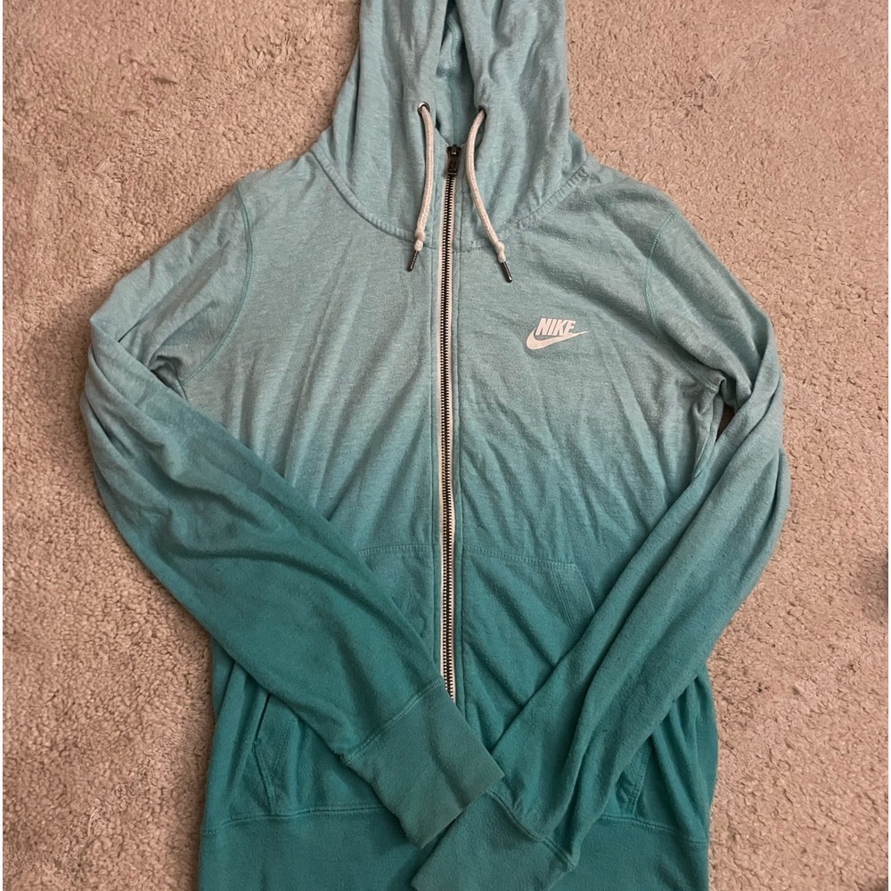 nike blue lightweight zip up hoodie sweatshirt